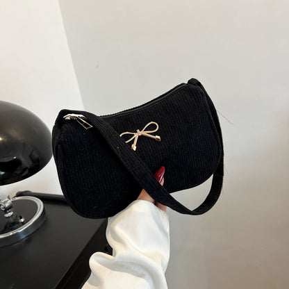 Francesca - Corduroy Shoulder Bag for Women with Butterfly Clasp