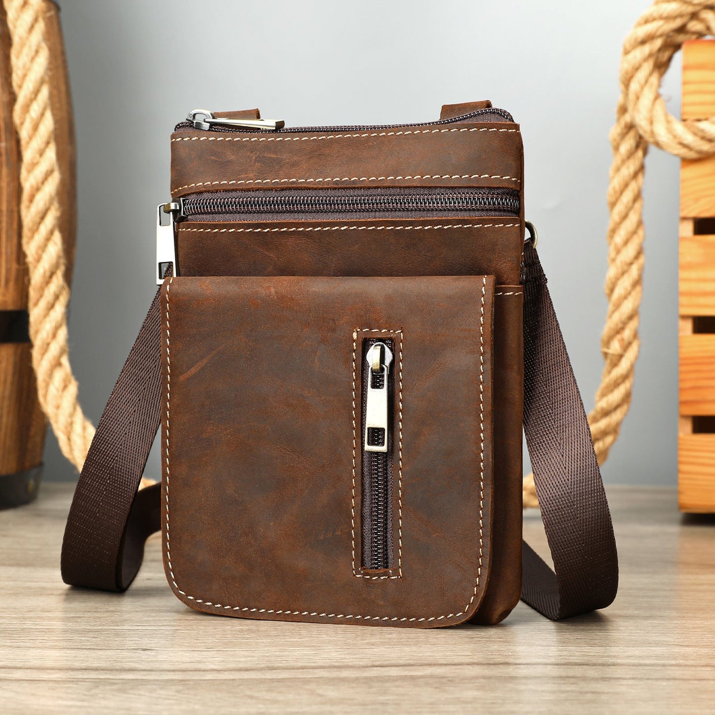 Beatrice - Retro First Layer Cowhide Crazy Crossbody Bag