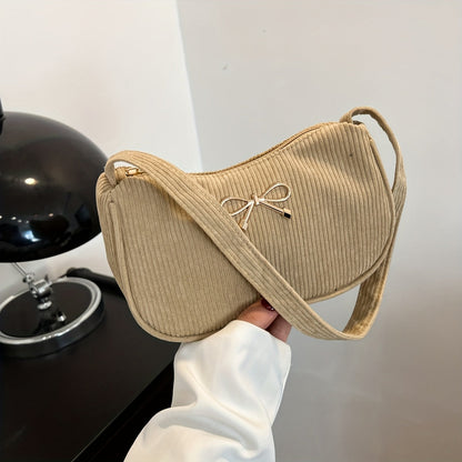 Francesca - Corduroy Shoulder Bag for Women with Butterfly Clasp