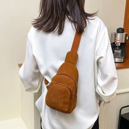 Isla - Flannel Corduroy Casual Simple Cross-body Shoulder-Chest Bag