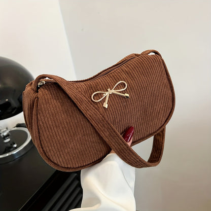 Francesca - Corduroy Shoulder Bag for Women with Butterfly Clasp